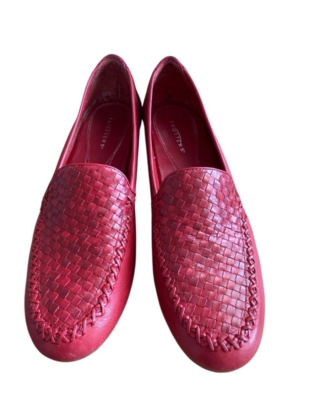 Trotters Red Woven Leather Loafers - Women